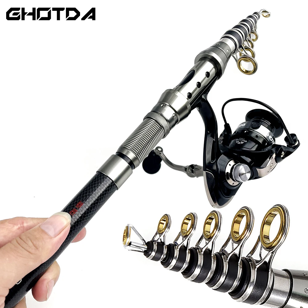 Spinning GHOTDA Fishing Professional Rod And Reel Combo 1.5M 1.8M ddmysmile 2.1M 2.4M Telescopic Pole Spinning Reels Kit For Beginner Smile