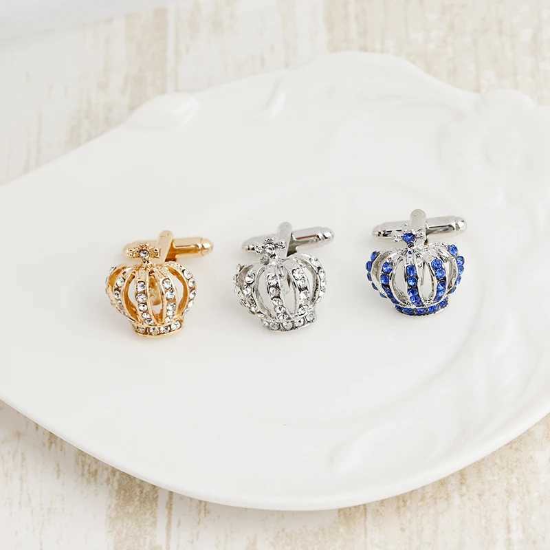 Mens Crown Cufflinks Womens Classic Crystal Water Diamond Shirt Cufflinks Wedding Gift Sparkling Cufflinks Jewelry Anniversary Gift W241109