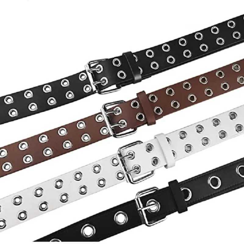 Fashion alloy ribbon chain luxury leather new punk style metal pin buckle leather mens waist belt X2411091