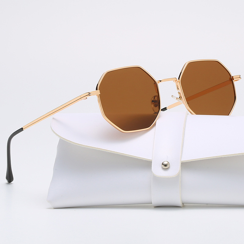 Fashion Retro Sunglasses Classic Metal Polygonal Sunglasses Sunglasses Octagon Glasses Y2K CAVALLO BIANCO