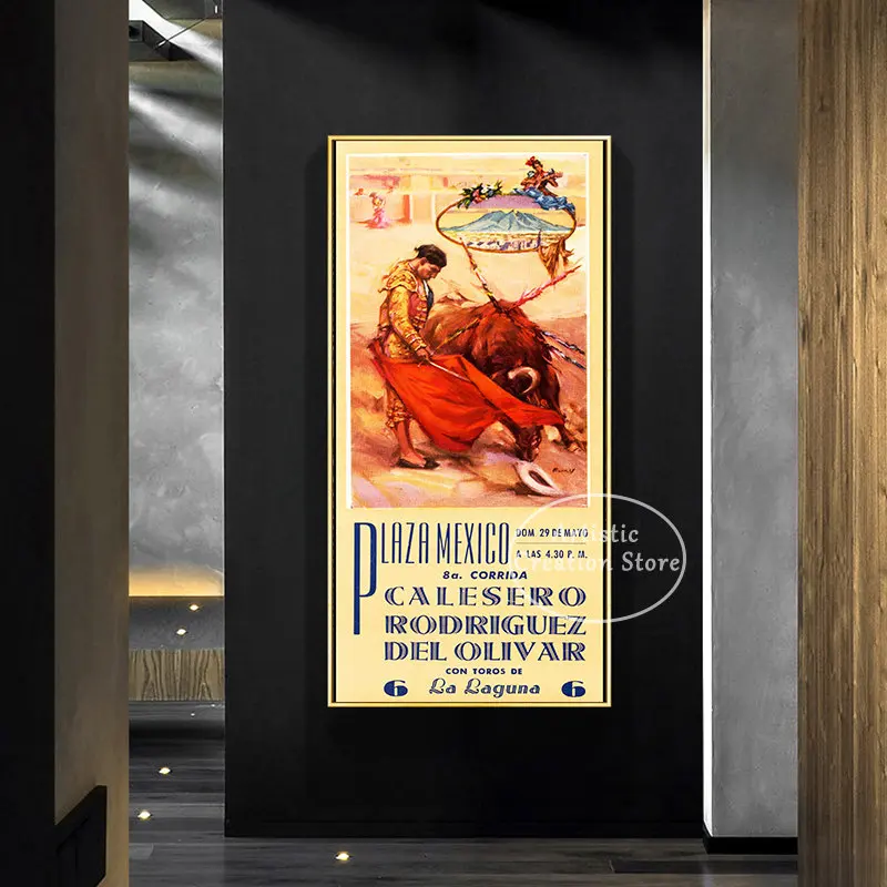 Puerto Vintage Spanish Bullfighting Banus Plaza Madrid Bullfighting Arena Canvas Wall Print Pictures Room Home Decor smile