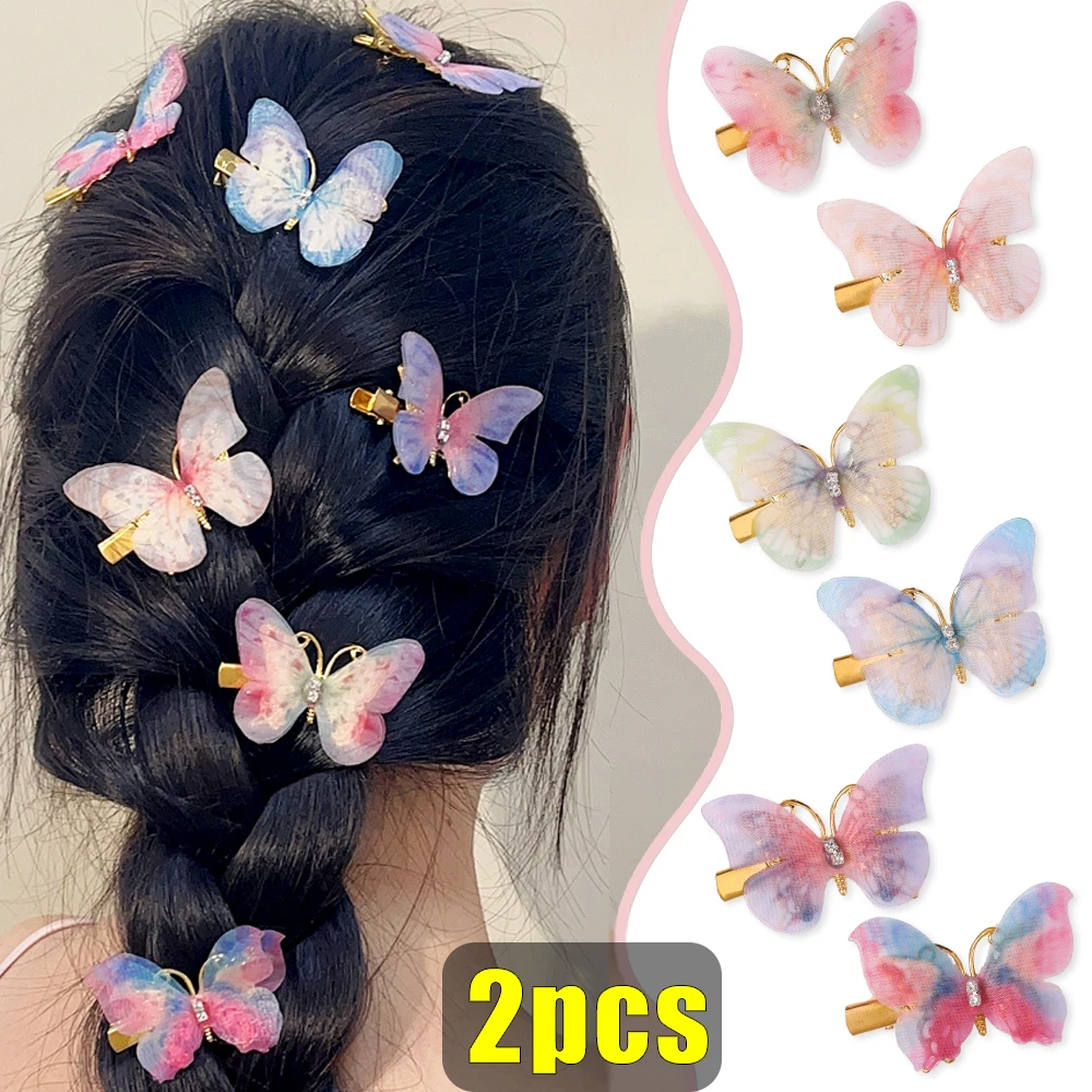 Clips Hair 3D Butterfly Dia ddmysmile Gradient Color Hairpin Baby Girl Moving Wings Bownot Hairpin Barrettes Hairgrip Hair Accessories Smile