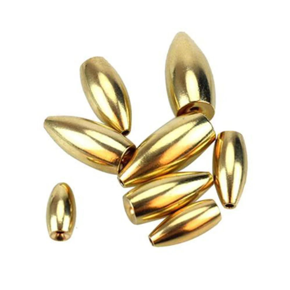 3.5/5/7/10/14/21g Brass Copper Line Sinkers Hook Connector Flipping/Worm Weights Fishing Bullet Shape Lead fall Accessories