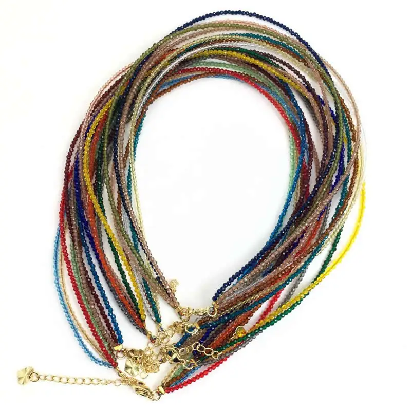 Gem Simple Beads Faceted Necklaces For Women Natural Stone Chokers Crystal Chain Handmade Necklace Yoga Jewelry Female Wholesale smile