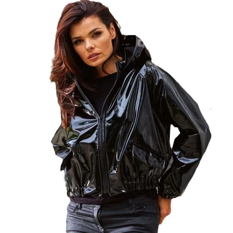 shanshi leather jacket women PU leather jacket sexy slim fit long sleeved close fitting top for women 2024 base shirt