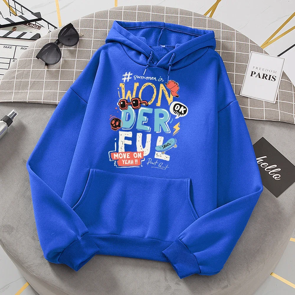 Summer Is Wonderful Move On Yeah Hoodie Woman Casual S-Xxl Warm Hoody Autumn Quality Sweatshirt Loose Casual Warm Pullover Tops