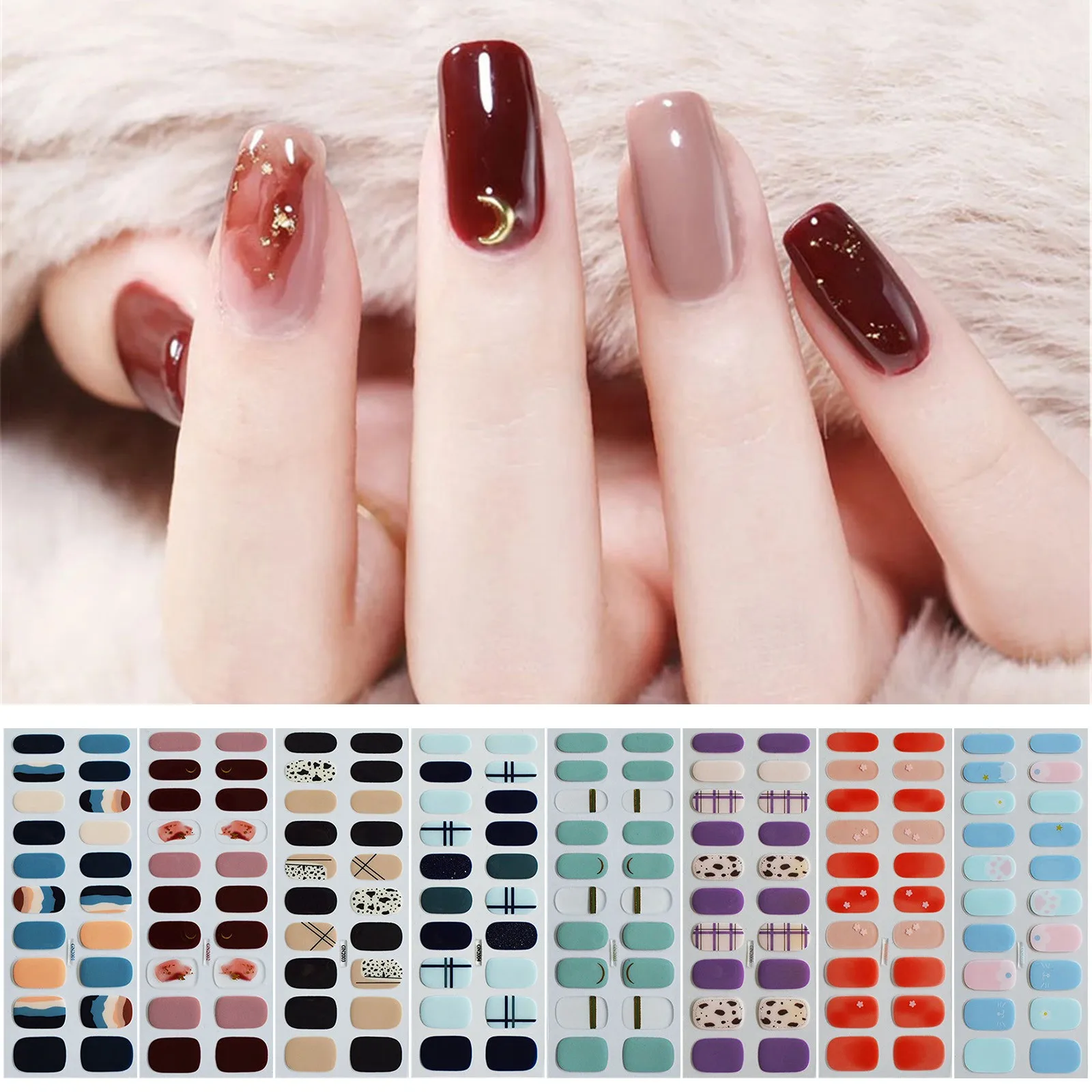 Transfer Water Nail Decals Words Autumn And Winter Nail Polish Oil Film Nail Care Sticker Autumn And Winter Summer Nail Stickers smile
