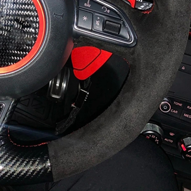 Steering Anti-Slip Suede Car Wheel Braid Cover For Audi A1 8X A3 8V Sportback A4 B8 ddmysmile Avant A5 8T A6 C7 A7 G8 A8 D4 Q3 8U Q5 8R Smile