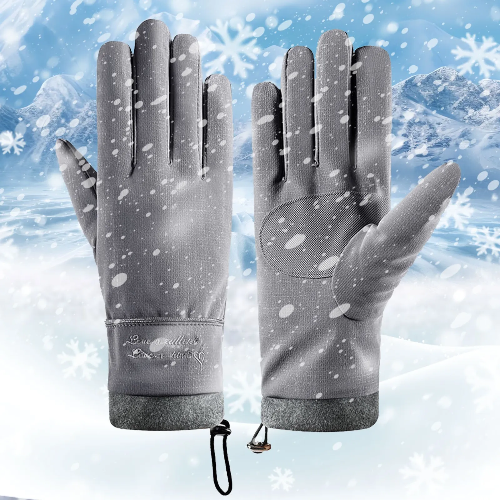 Snowboard Ski Gloves Winter For Women Black Pink Non-Slip Touch Screen Windproof Warm ddmysmile Fleece Gloves Thicken Snow Sports Gloves Smile