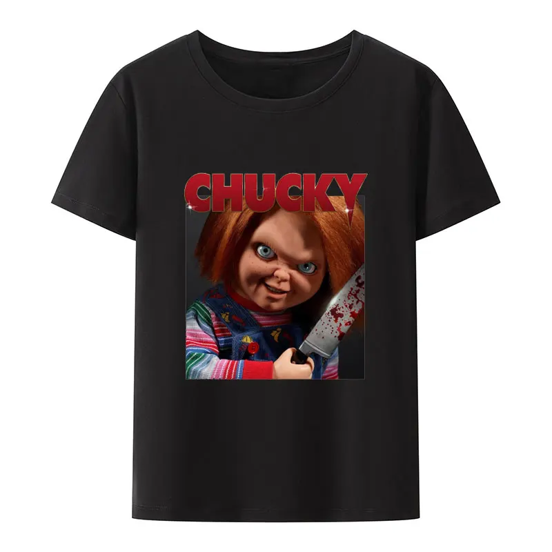 Men Chucky Child'S Play Tops T Shirts Doll Murder Bloody Vintage Tee Shirt Haruku Crew Neck T-Shirts Pure Unique Tops smile -