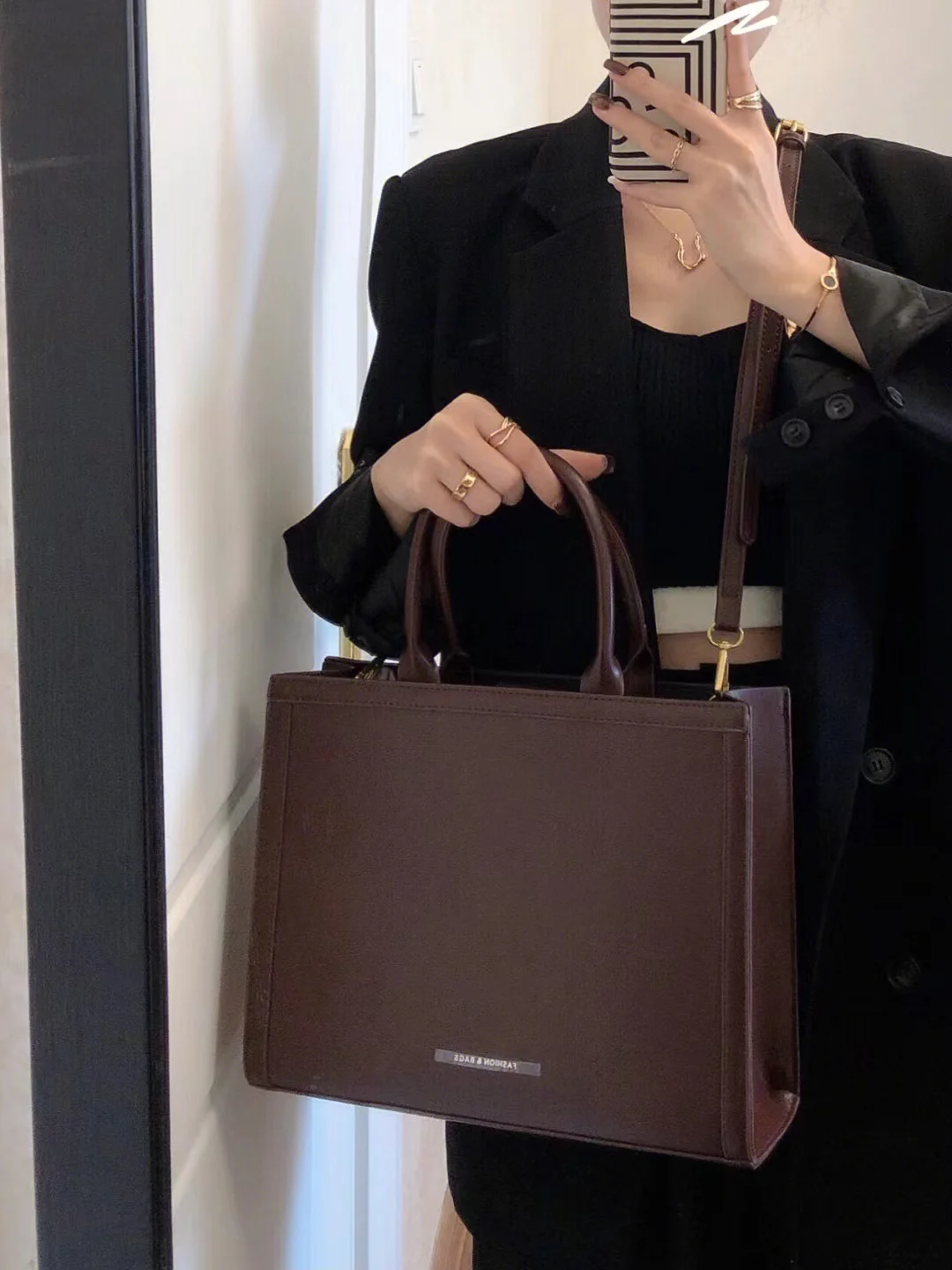 New Tote Korean Women Bag Large Capacity Solid Pu Leather Female Handbag Autumn Winter Vintage Simple Textured Crossbody Bag smile
