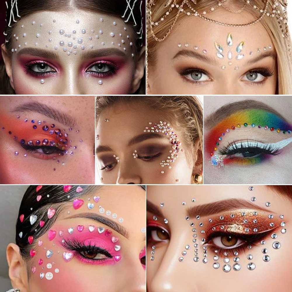 1Pcs Face Diamond Gem Sticker 5D Color Rhinestone Tattoo eye shadow Sticker Festival Nail Enhancement Body Makeup Shining Jewelry DIY Decoration W2504