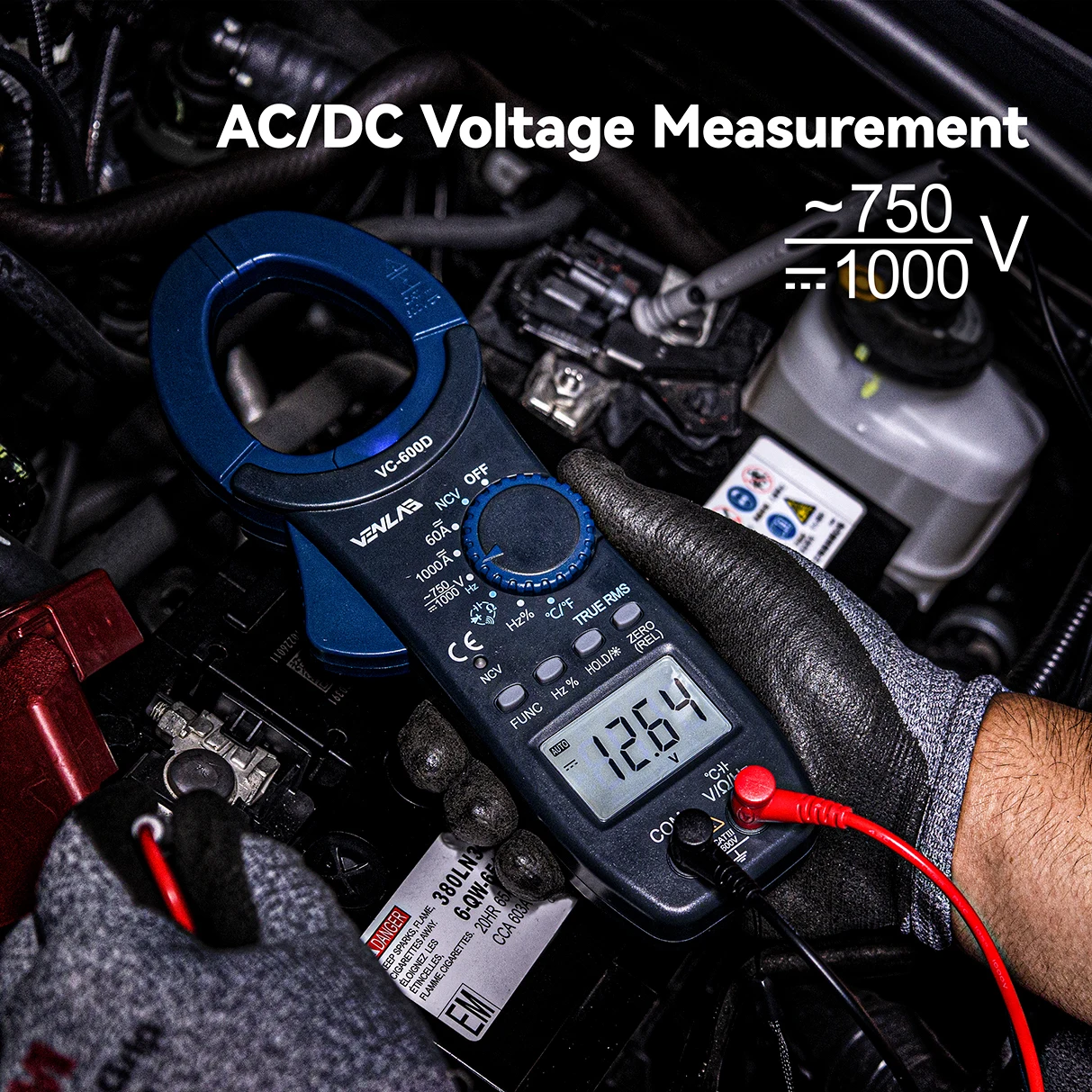 1000A T-RMS Large Digital Clamp Meter 6000 Counts AC/DC Current Amp Meter, Multimeter Voltage Tester Auto-ranging