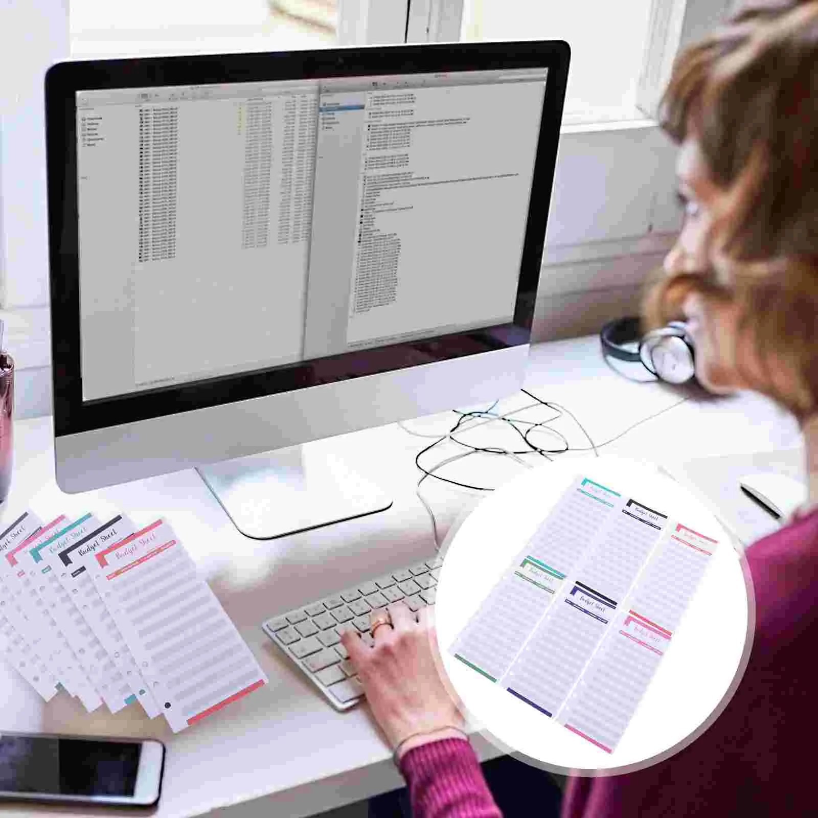 20Pcs Expense Budget Sheets, Budget Sheets with Holes Cash Expenditure Manager 6 Rings Binder Budget Sheets for Cash Organizer
