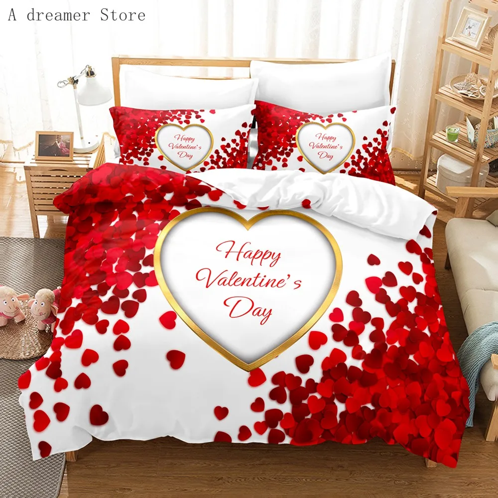 Cover Rose Floral Duvet Microfiber Romantic Theme Blossom Flowers Print Bedding Set Valentine's Day Gift Couple ddmysmile Comforter Cover Smile