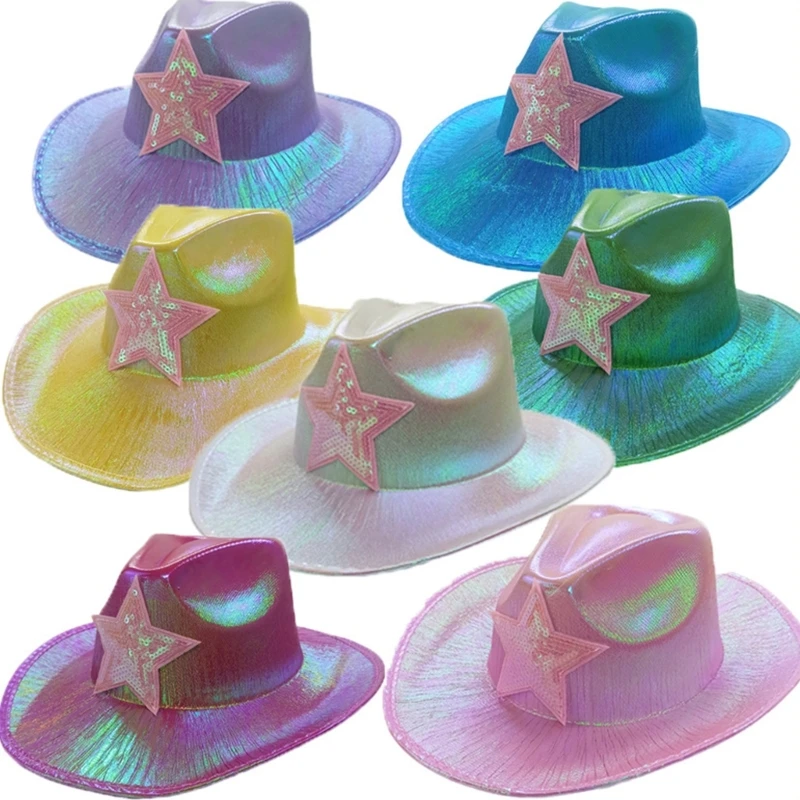 Western Hat M2ea Glittering Top Hat Jazz Hat Holiday Headwear Clothing ddmysmile Accessories Cosplay Props Costume Birthday Party Hat Smile