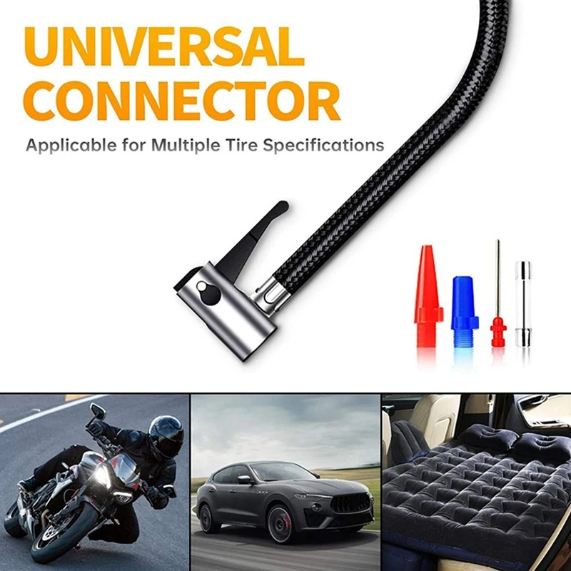 Ac/Dc Tire Car 12V Iator Portable Air Compressor Digital ddmysmile Air Pump With LED Light & Long Power Cords Home Smile &