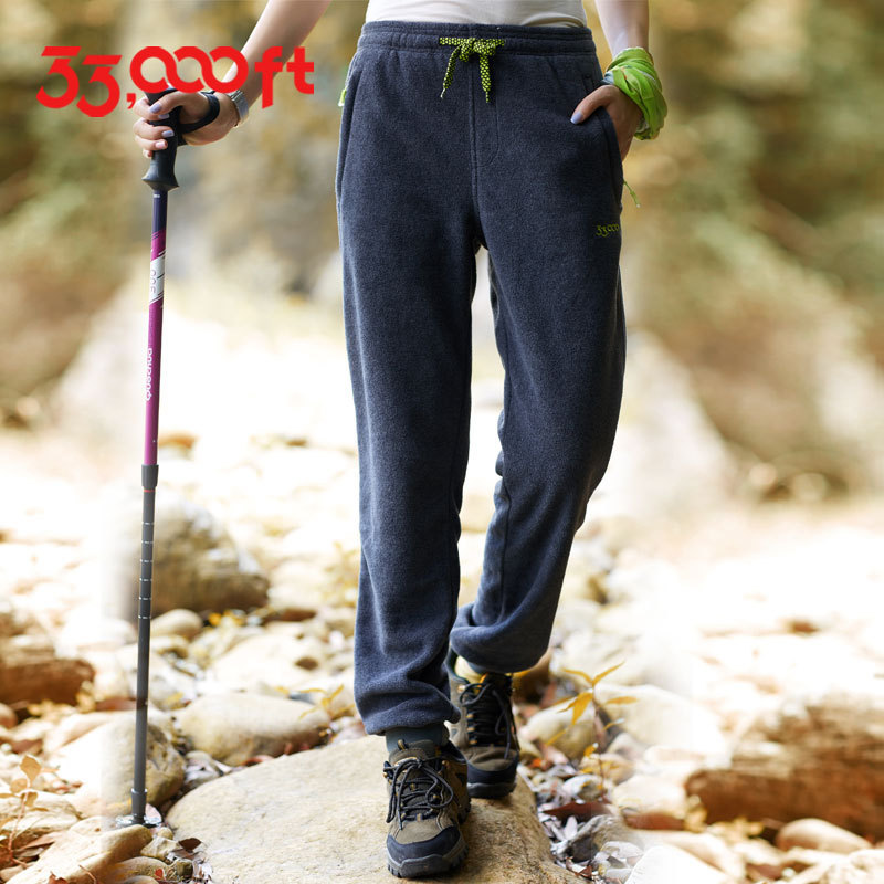 Bulu Celana Pria Wanita Hiking Naik Mendaki Bulu Hangat Celana Musim Gugur Musim Dingin Windproof Plus Beludru Termal Celana