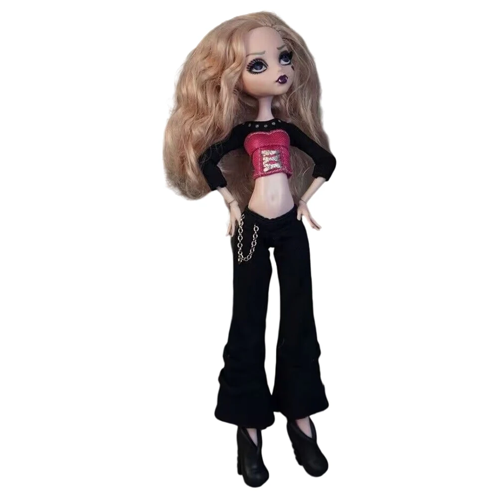 High 1 Set Monstering Doll Dressing Soft Casual Wear Handmade Clothes Red Shirt Long Jeans For 1/6 Doll Girl Dressing DIY Toys smile /6