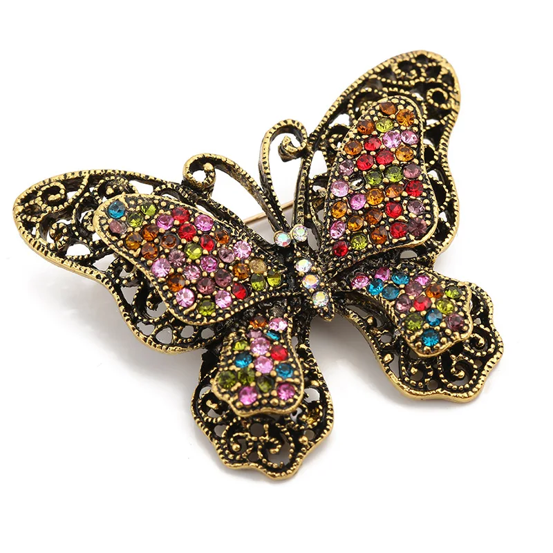 Elegant Women Retro SKEDS Butterfly Crystal Brooches Pins Insect Pearl Rhinestone Jewelry Brooch ddmysmile Pin Lady Party Accessories Smile