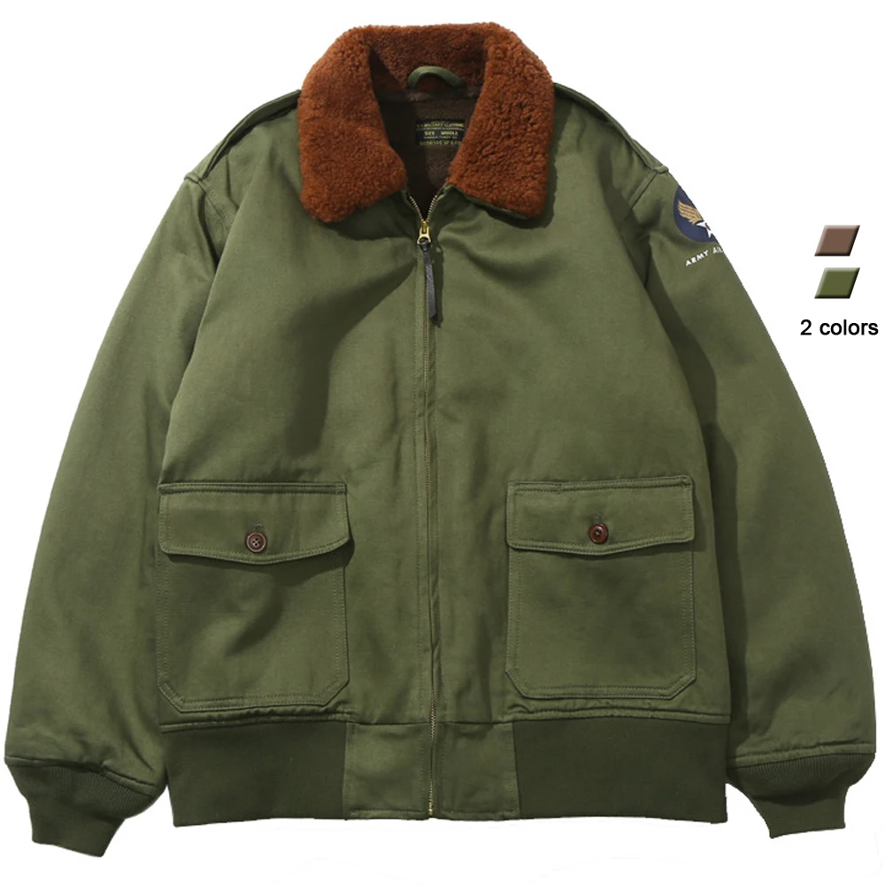 Bomber Jacket Winter Vintage Men US Army Air Force B10 Flight Jackets Thick Wool Fleece Fur Warm Coats ddmysmile Uniform Smile
