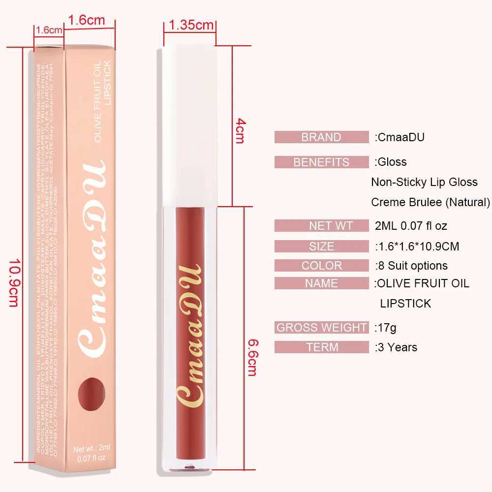 CmaaDu 8Color Lip Gloss Matte Creamy Cup Lipstick Satin Finish Makeup Liquid Lipgloss Lipstick Long Lasting Glossy Lip CosmeticXJ250312