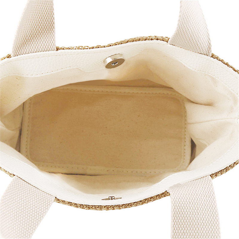 Women's Straw Woven Bag Fashionable Simple Solid Color Bucket Shape Autumn Winter Large Capacity Convenient Female's Handbag 30bf7 5 d87c8