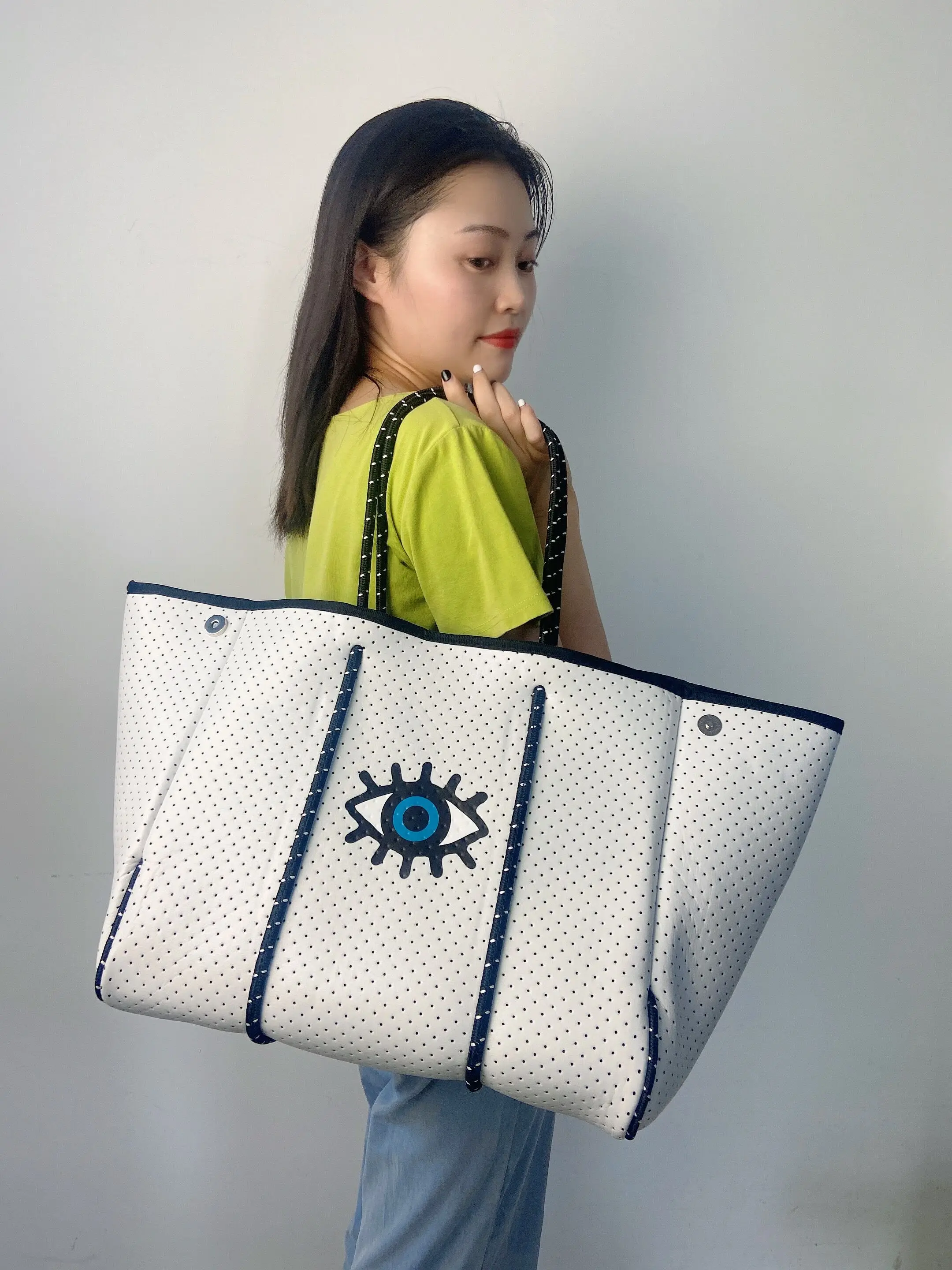 Frauen Handtasche Wasserdichte Mehrzweck Neopren Strand Tasche Tote Mit Beweglichen Bord einkaufstasche smile