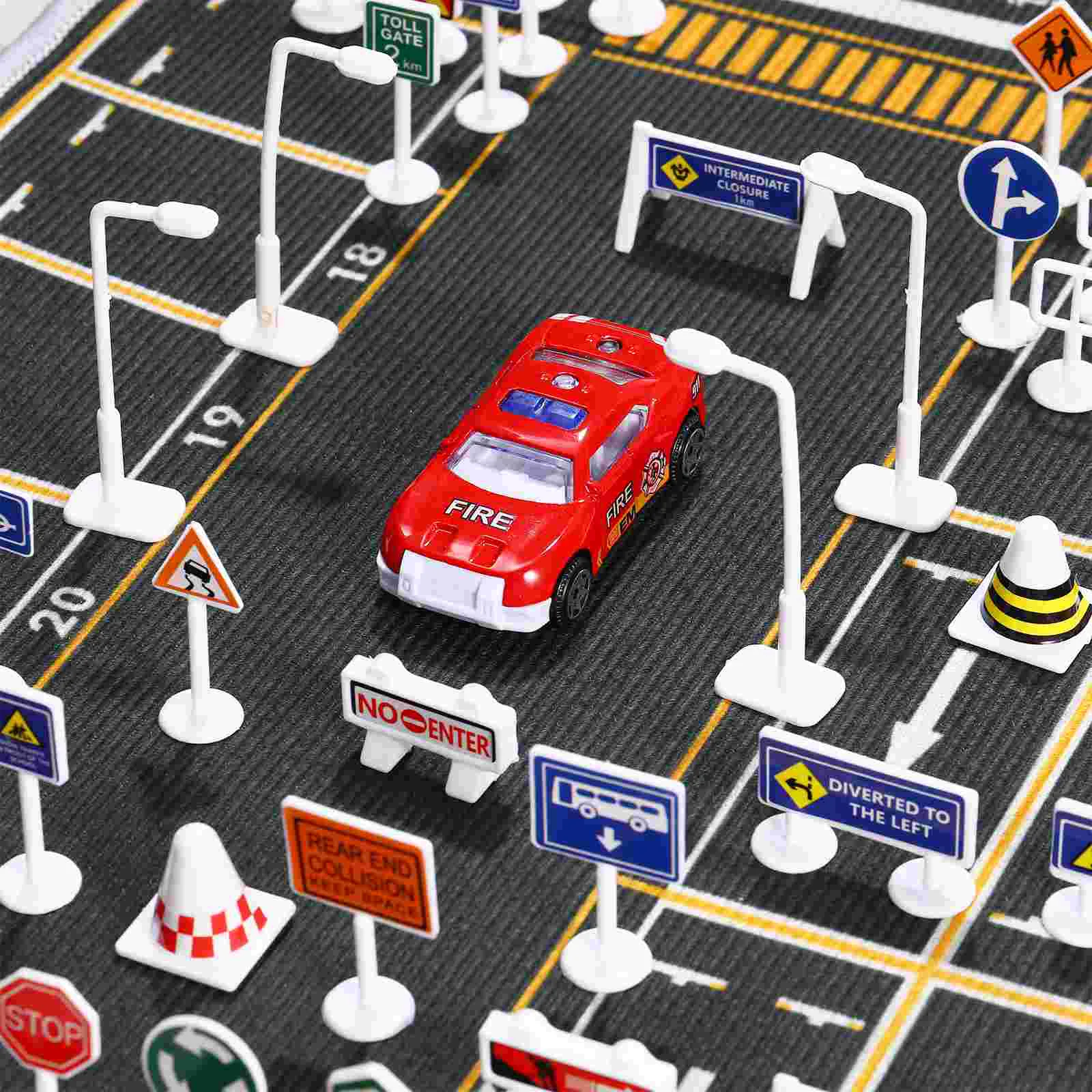 Mini Traffic Signs Model Road Block Models Road Signal Toys Fences Parking Children Safety Educational Toys