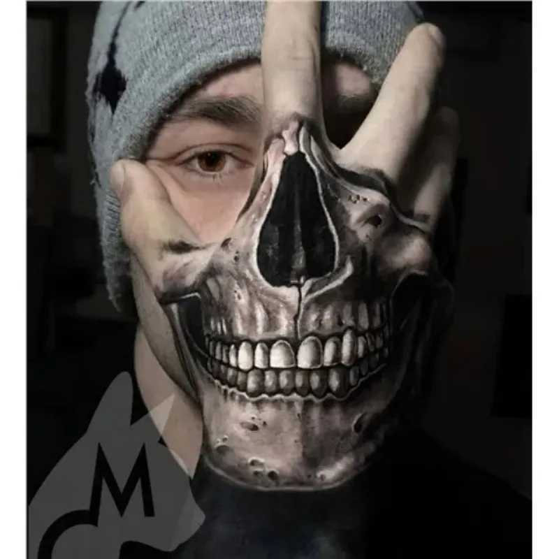 Skeleton Tattoo Stickers for Womens Facial and Hand Scary Temporary Tattoos Waterproof Skeleton Punk Fake Tattoos Durable Tattoo Stickers W241109