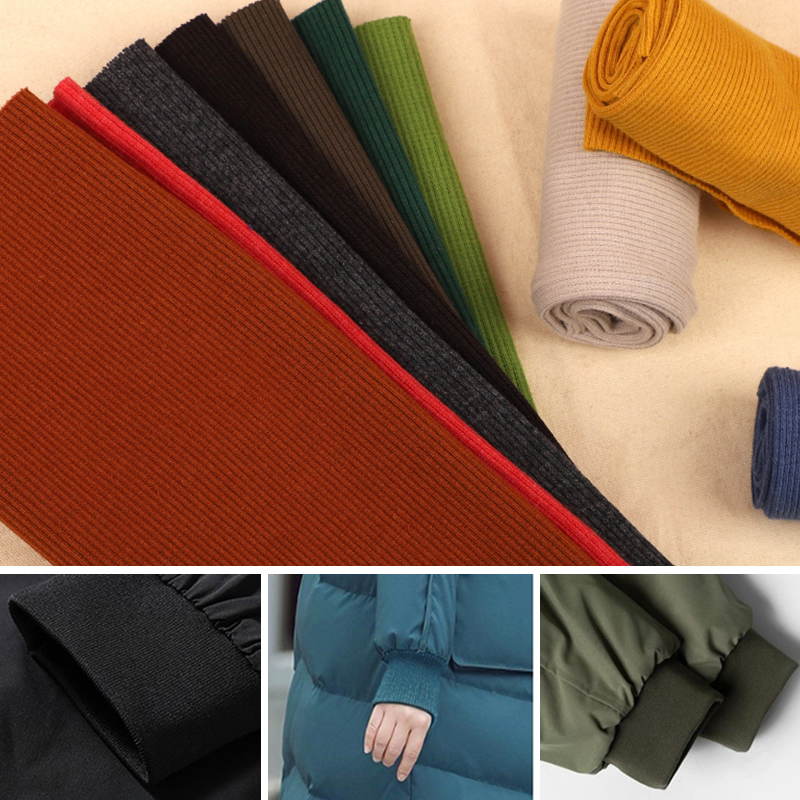 23 Colors Cuffs For Clothes Diy Clothing Cuff Stretchy Threaded Knitted Rib Fabric Jacket Cuff