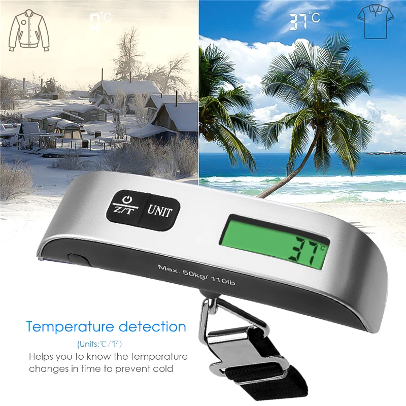 LCD Scale 50kgx10g Digital Electronic Lage Hanging Weight Scale Portabal Handheld Travel Suitcase Baggage Weight Scale smile