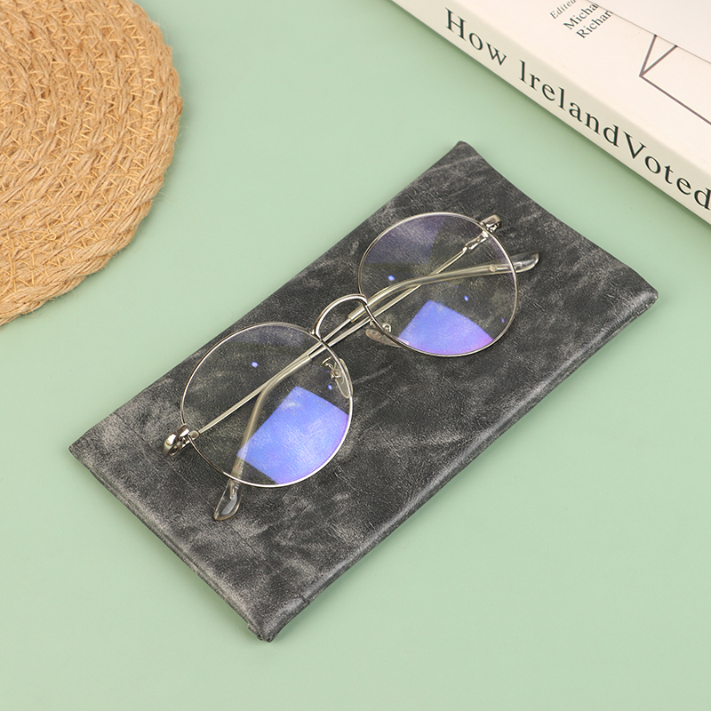 PU Bag Glasses Soft Sunglasses Case Automatic Closed Eyewear Pouch Data Cable Earphone Storage Bag Glasses Protective Cover smile