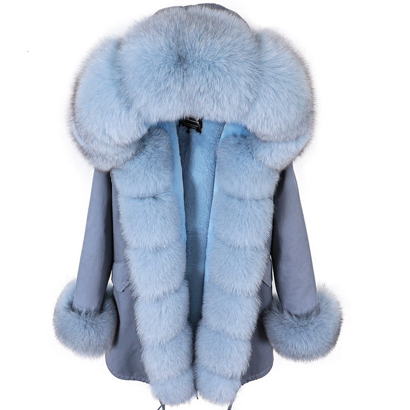 MAOMAOKONG 2024 Winter Women Natural Fox Collar Cuff Black Jackets Outwear Thick Real Parka Women's Fur Coat