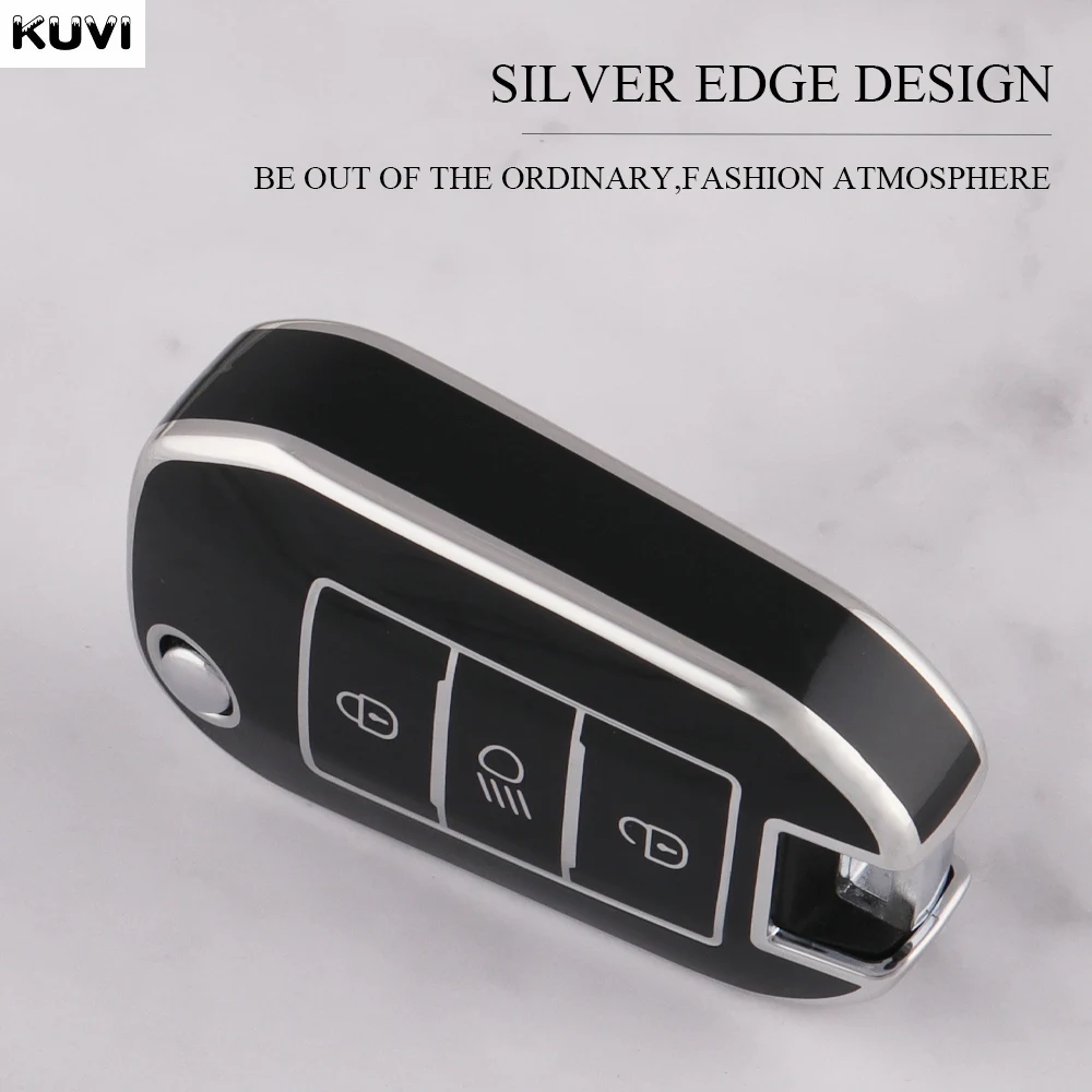 TPU Car Flip Key Case Cover Shell Fob For Peugeot 208 3008 308 508 408 2008 307 4008 For Citroen C4 C3 C6 CACTUS C8 Accessories
