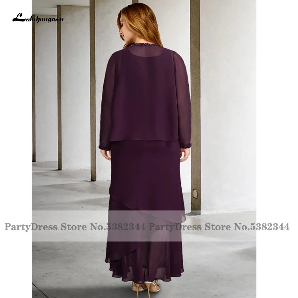 Size Lakshmigown Grape Plus Mother Of The Bridal ddmysmile Outfit Mermaid Long Wedding Guest Party Gowns With Jacket Vestido 2023 Smile