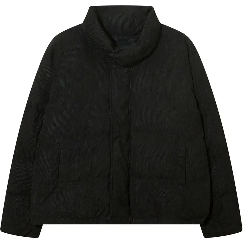 Retro winter Corduroy jacket Y2K Harajuku solid plain weave thick warm apron street jacket mens hip-hop casual park jacket 241108