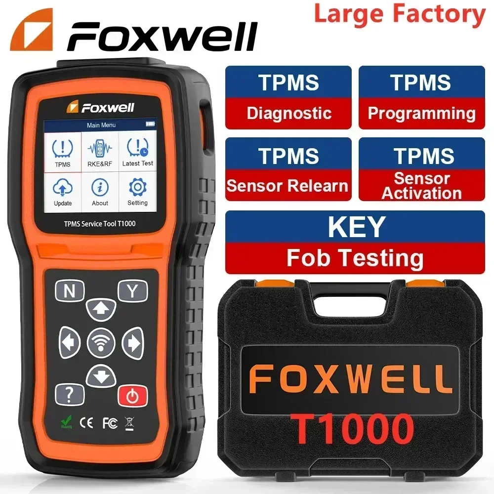 Foxwell T1000 FOB Tire Pressure 2025 Monitoring System Auto new Tester DetectorTPMS Tool TPMS Sensors Programming Activate Check RF Key