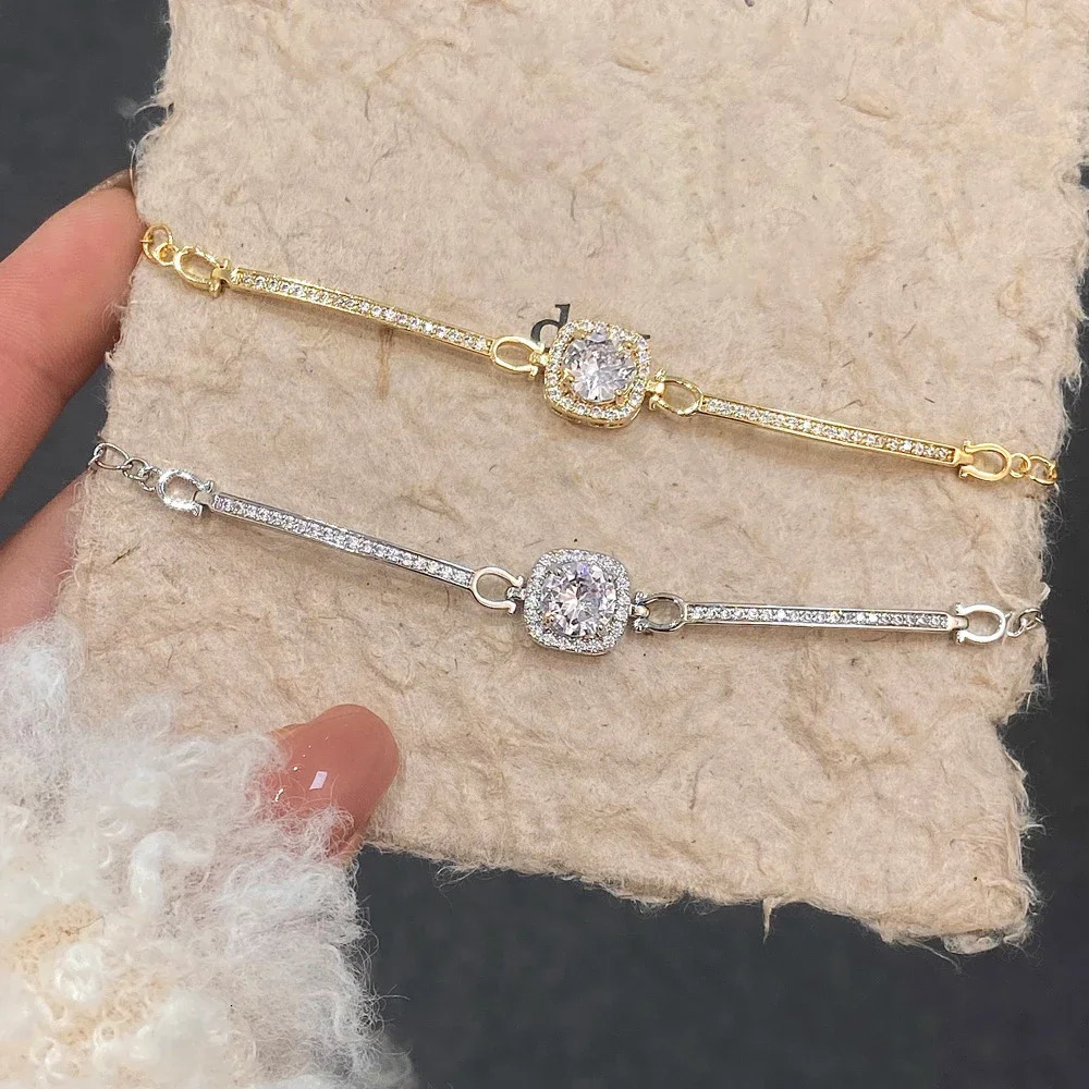 1/2 Halo Diamond Bracelet Gra 100% 925 Silver Round Square Sunflower shaped Bracelet Womens Bracelet 241108