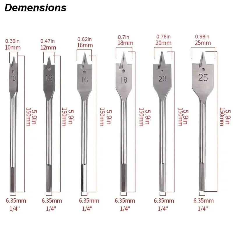 Flat Wood Drill Bits Walleted Spade Quality Holesaw hine new Bit 2025 6pcs Durable Woodworking Tool Sets Spade Drill Bits