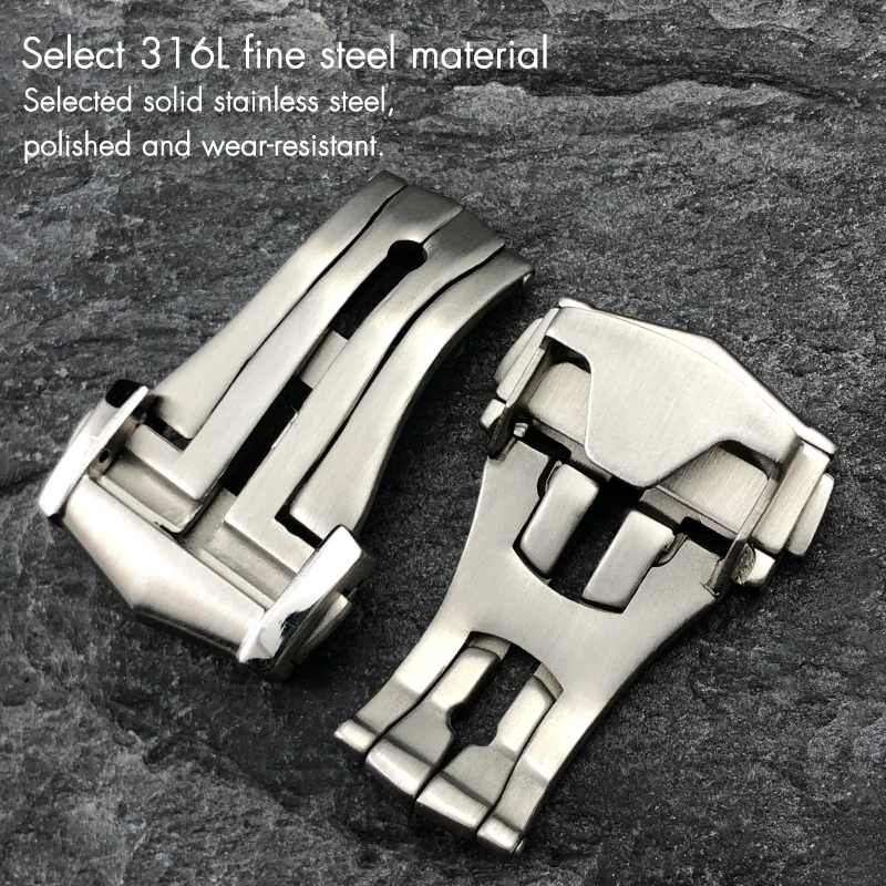 Deployment Watch Buckle Folding Clasp 16mm 18mm 20mm for Omega Leather Strap Rubber Band 316L Steel Black Silver Accessories