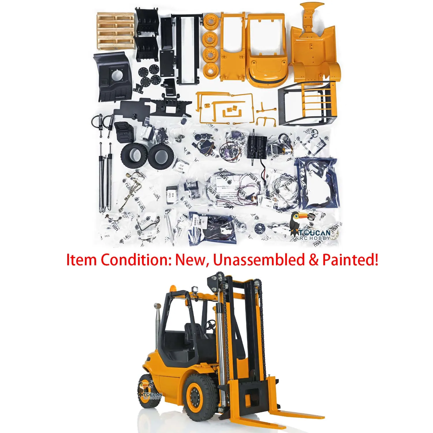 LESU 1/14 RC Hydraulic Forklift Truck Electric Painted Transfer Car Light Sound Outdoors Toys Gifts Model TOUCAN HOBBY THZH1379