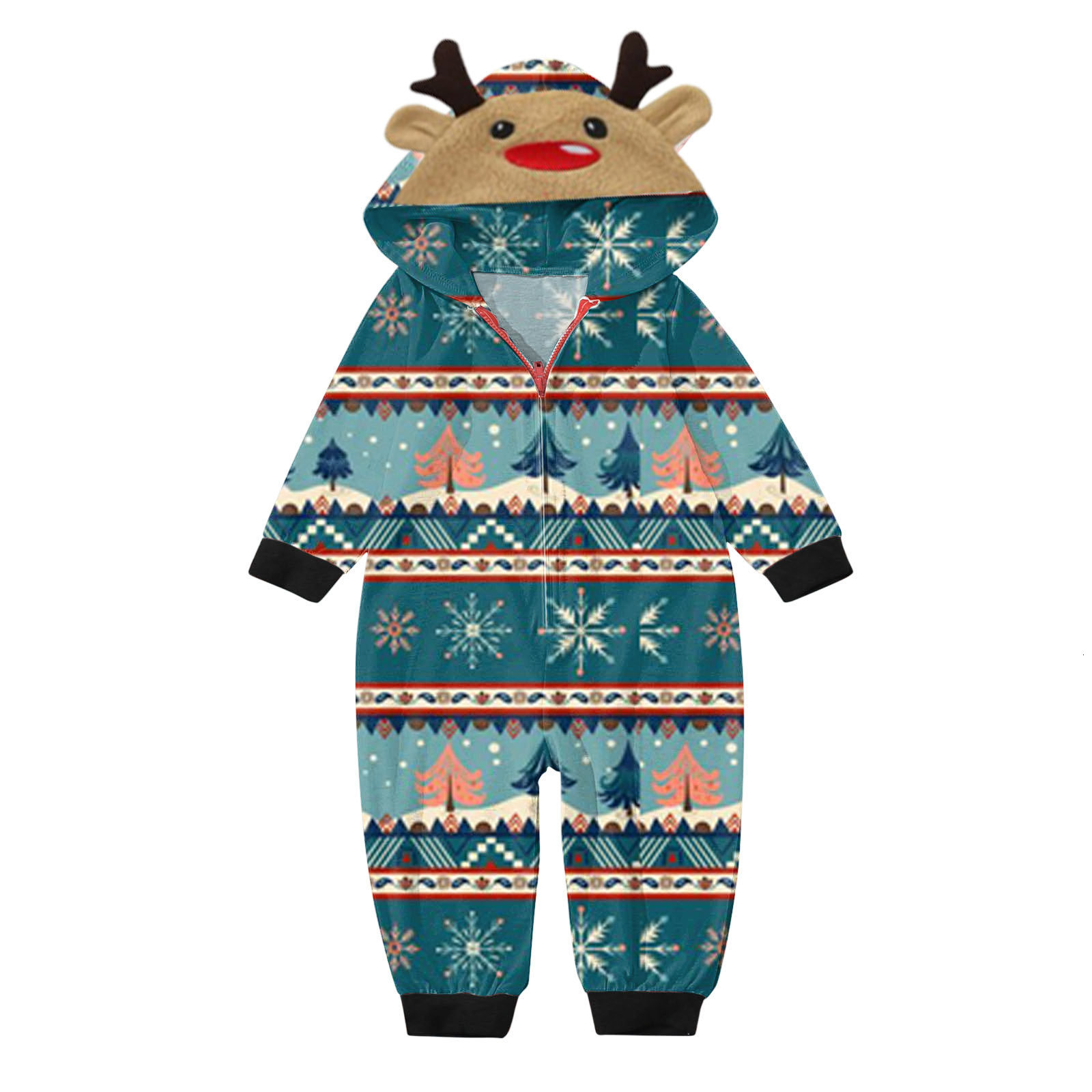 18 color hooded zipper rabbit ear parent-child outfit jumpsuit family outfit home outfit 241017