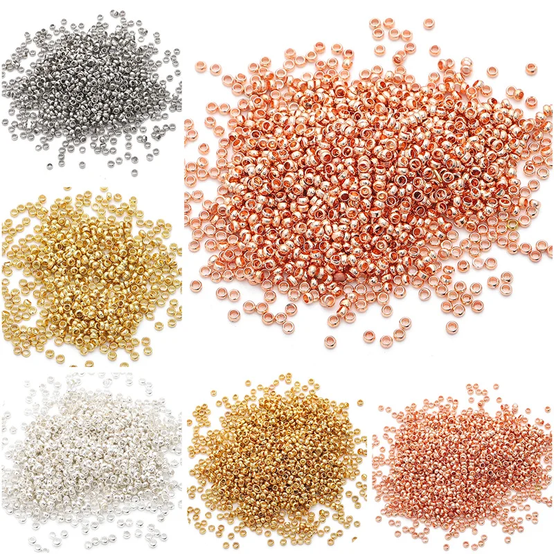 100Pcs 14K/18K/Platinum/Silver/Rose Gold Plating Brass Crimp Bead Caps Connectors For DIY Jewelry Finding Making Accessories