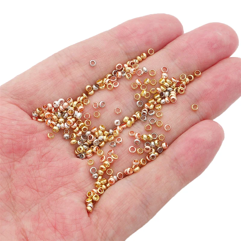 100Pcs 14K/18K/Platinum/Silver/Rose Gold Plating Brass Crimp Bead Caps Connectors For DIY Jewelry Finding Making Accessories