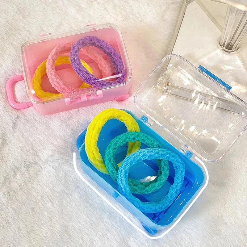 Box Display Mini Jewelry For Women Girls Plastic Transparent Travel Trolley Box Hairband Hairpin Organizer Candy Gift Packaging smile