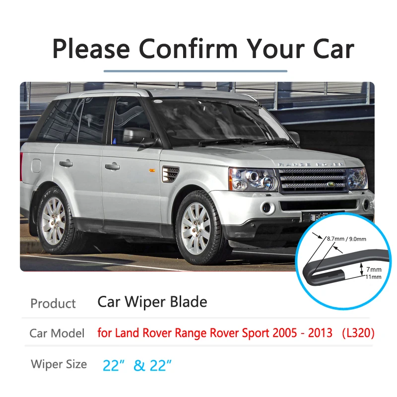for Blade Car Wiper Land Rover Range Rover Sport 2005~2013 L320 Front Windshield Wipers Car Accessories 2006 2007 2008 2009 2010 smile