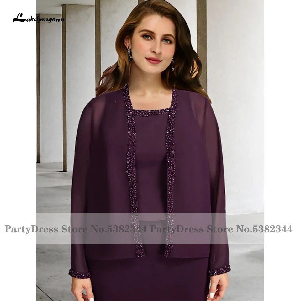 Size Lakshmigown Grape Plus Mother Of The Bridal ddmysmile Outfit Mermaid Long Wedding Guest Party Gowns With Jacket Vestido 2023 Smile