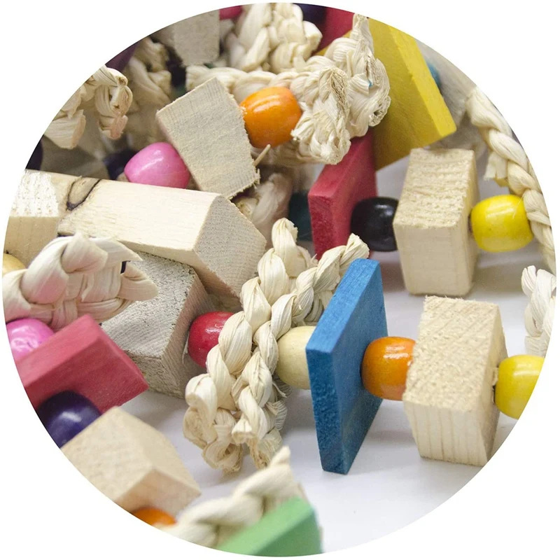 Bird Cage Bite Toy for African Grey Macaws Cockatoos Large Parrot Chewing Blocks Knots Tearing Bird Accessories