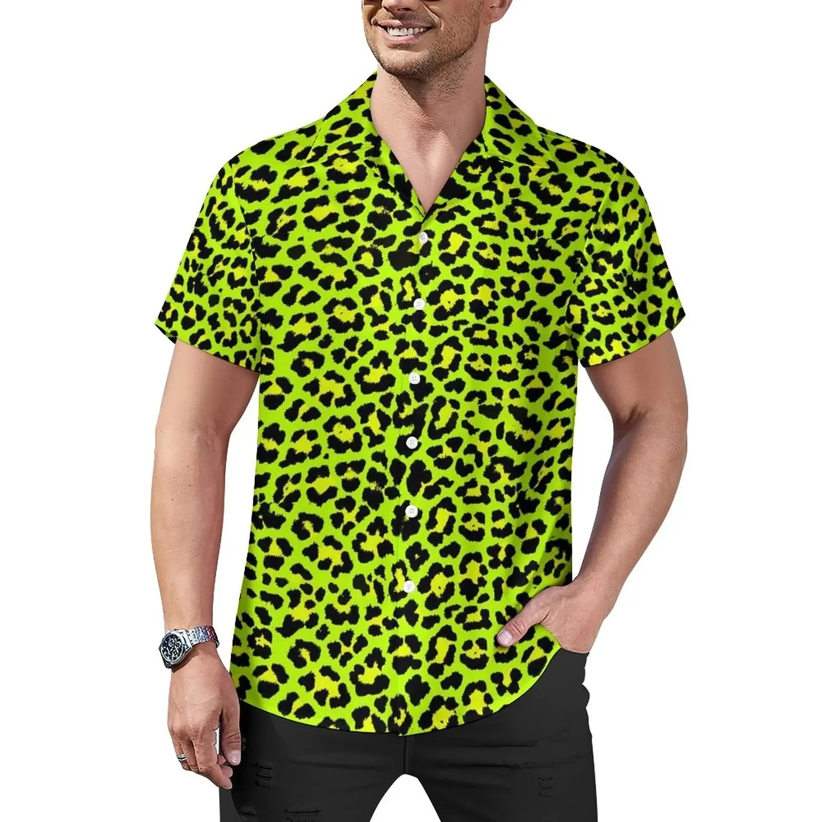 Sexy Red Leopard Hawaiian Spots Men's Shirts For Man Clothing ddmysmile Casual Vintage Y2k Summer Beach Street Style Plus Size Blouse Smile